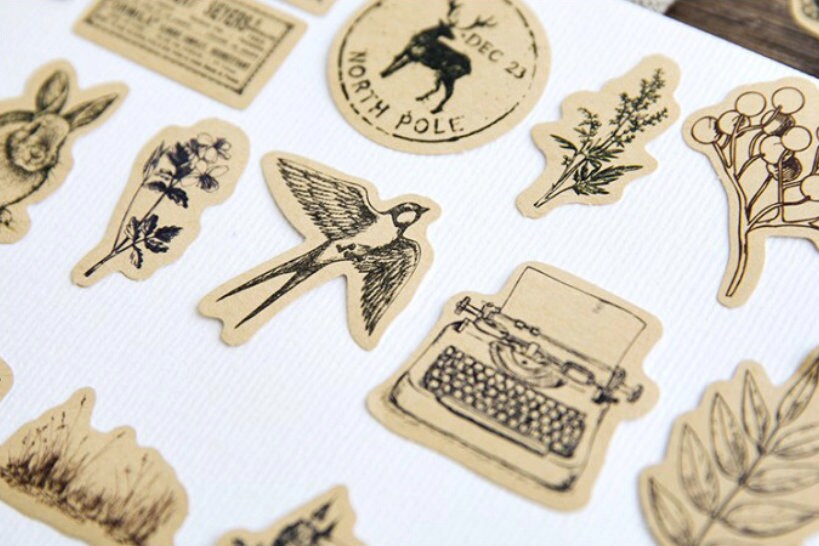 46pcs Vintage Kraft Nature Sticker Pack / Vintage Goods Stickers / Bullet Journal Stickers / Planner Sticker Set