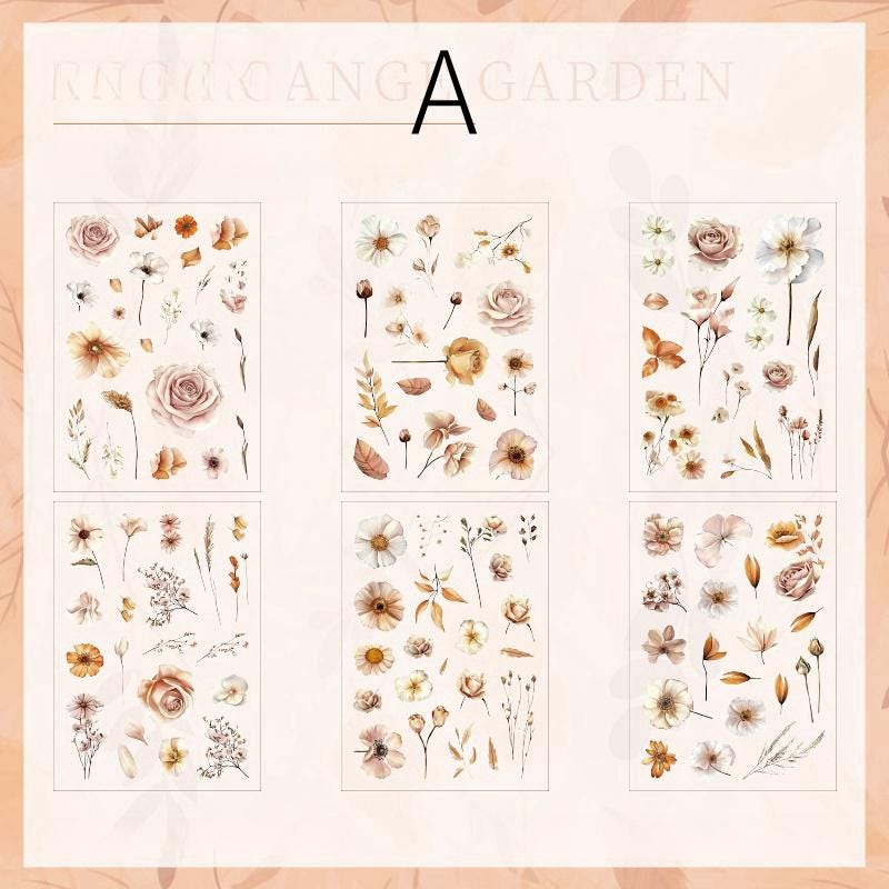 Grass Flower Ballad Vintage Sticker Pack | Flower Sticker | Nature Plants Planner Stickers | Junk Journal Aesthetic | Scrapbooking