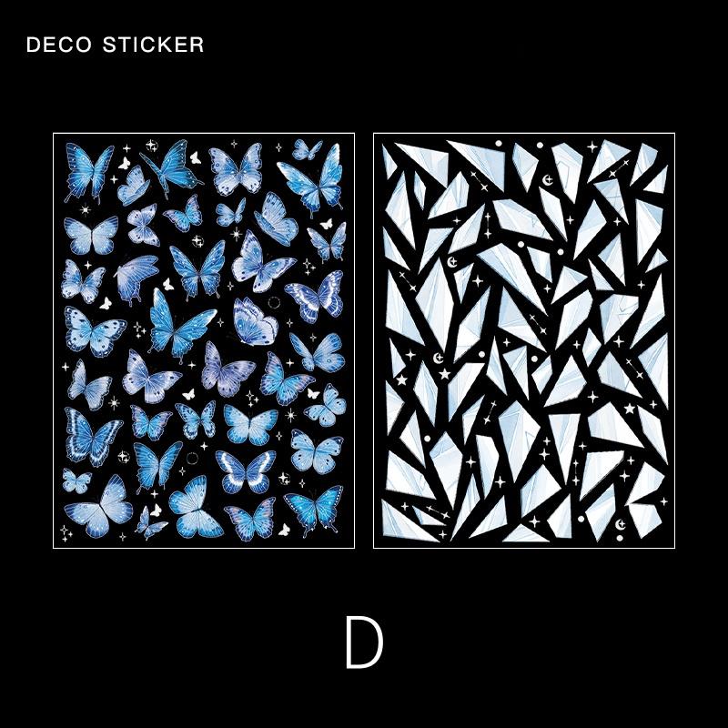 Retro Silver Foiled Butterfly Flower Sticker Sheet | Decorative Stickers | DIY Collage Planner Journal Scrapbooking Kids Craft Supplies