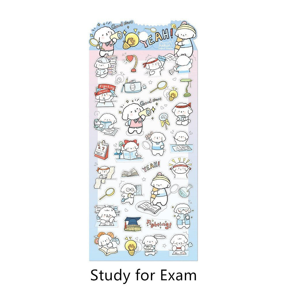 Nekoni PVC Cute Dog Cat Stickers | Valentine's Day Study Stickers | Kawaii Animal Planner Journal Collage Stickers Scrapbooking Supplies