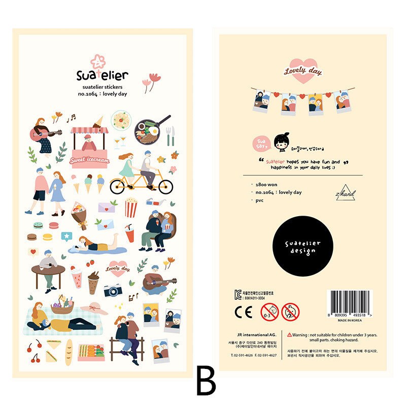 Suatelier Korean Slow Life Aesthetics Stickers | Kawaii Planner Decorative Stickers | Bujo Junk Journal Collage Scrapbooking Supplies