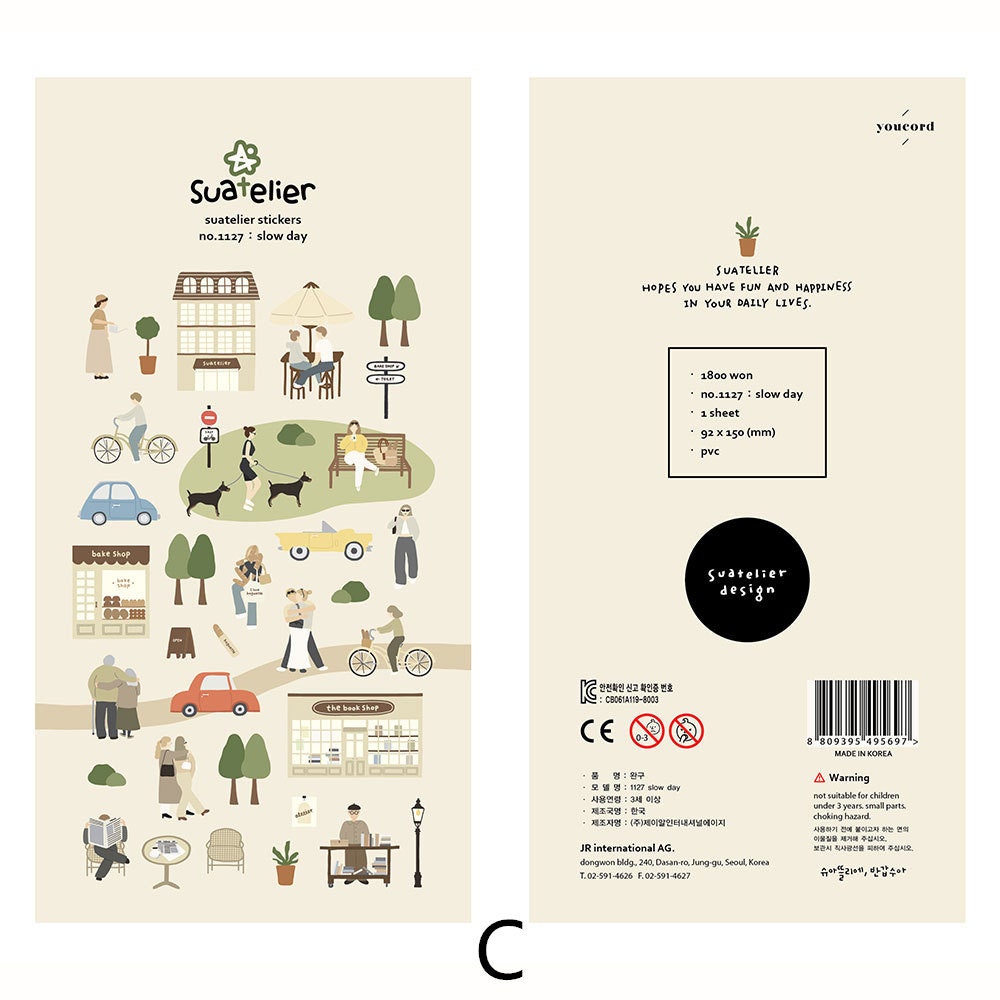 Suatelier Korean Slow Life Aesthetics Stickers | Kawaii Planner Decorative Stickers | Bujo Junk Journal Collage Scrapbooking Supplies