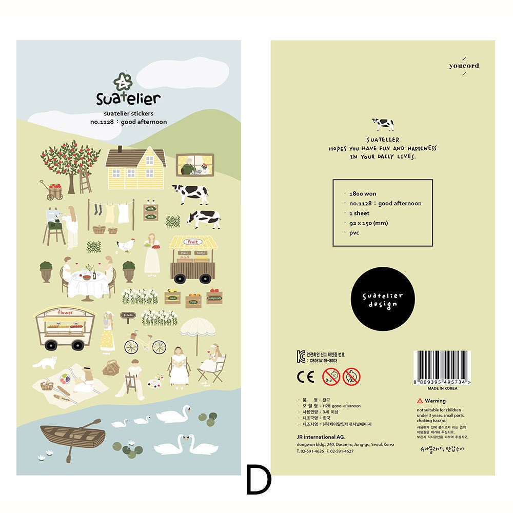 Suatelier Korean Slow Life Aesthetics Stickers | Kawaii Planner Decorative Stickers | Bujo Junk Journal Collage Scrapbooking Supplies