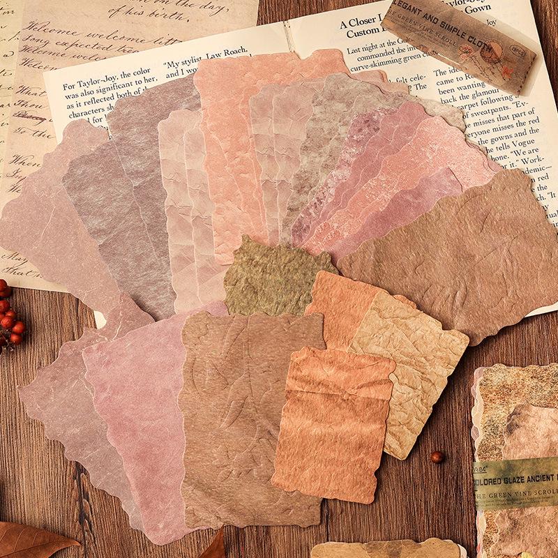 28 Sheets Retro Material Paper Pack | Flower Marbling Linen Finish Textured Paper | Junk Journal Collage Starter | Vintage Journal Supplies