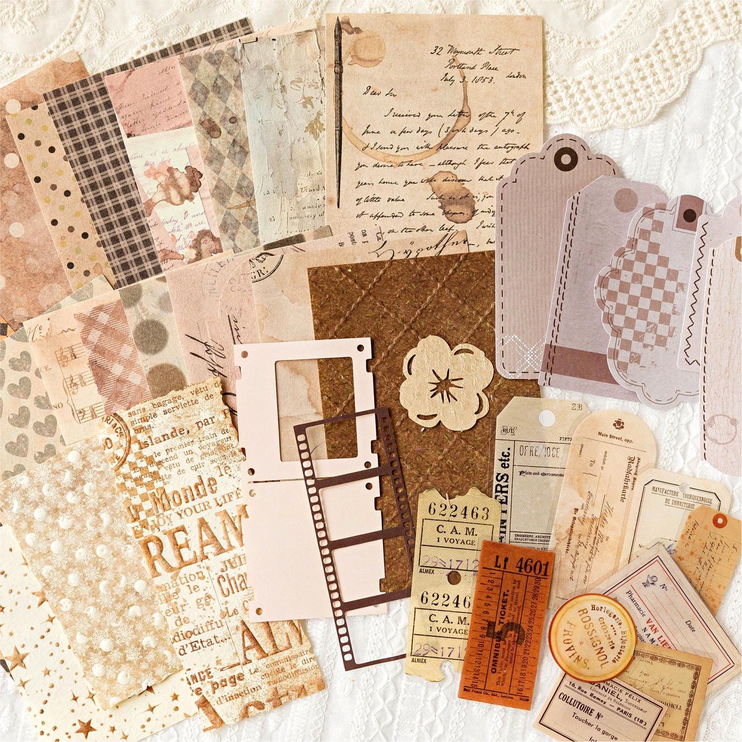 Retro Coffee Butterfly Material Paper Pack | Retro Vintage Junk Journal Kit | Lable Memo Background Paper | Journaling Scrapbooking Supplies