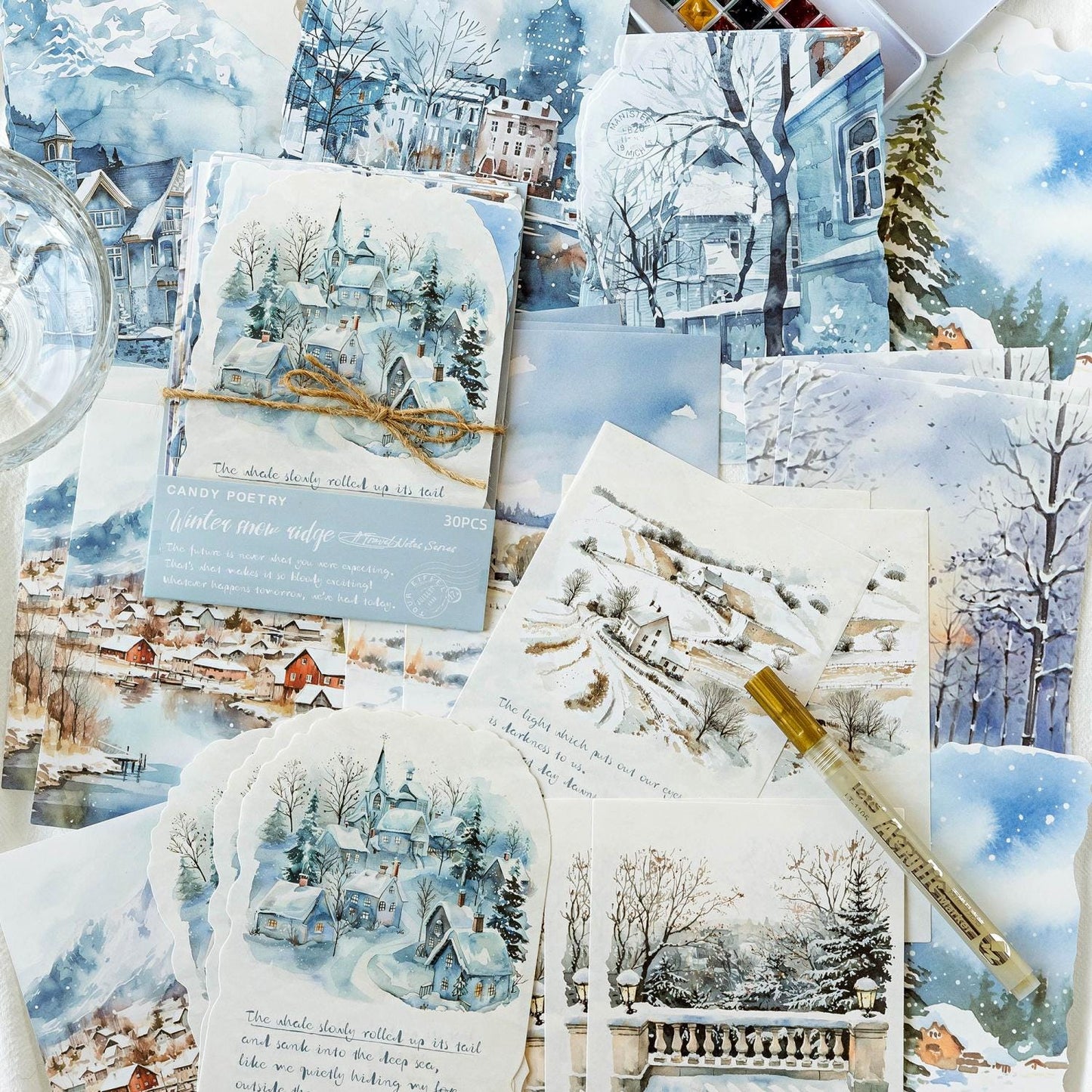 Travel Notes Material Paper Pack | Travel Background Paper Kit | Watercolor Landscape Material Pack | Journaling Scrapbooking Supplies