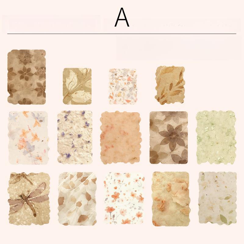 28 Sheets Retro Material Paper Pack | Flower Marbling Linen Finish Textured Paper | Junk Journal Collage Starter | Vintage Journal Supplies