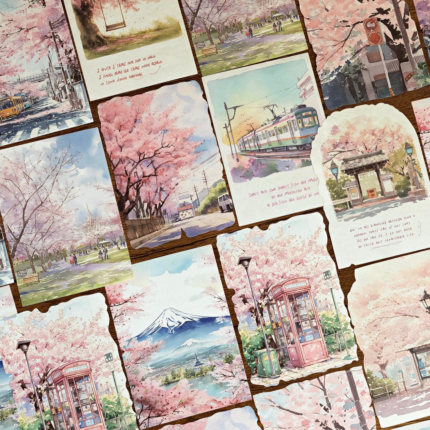 Travel Notes Material Paper Pack | Travel Background Paper Kit | Watercolor Landscape Material Pack | Journaling Scrapbooking Supplies