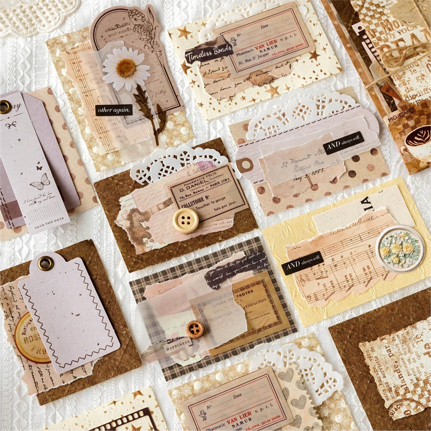 Retro Coffee Butterfly Material Paper Pack | Retro Vintage Junk Journal Kit | Lable Memo Background Paper | Journaling Scrapbooking Supplies