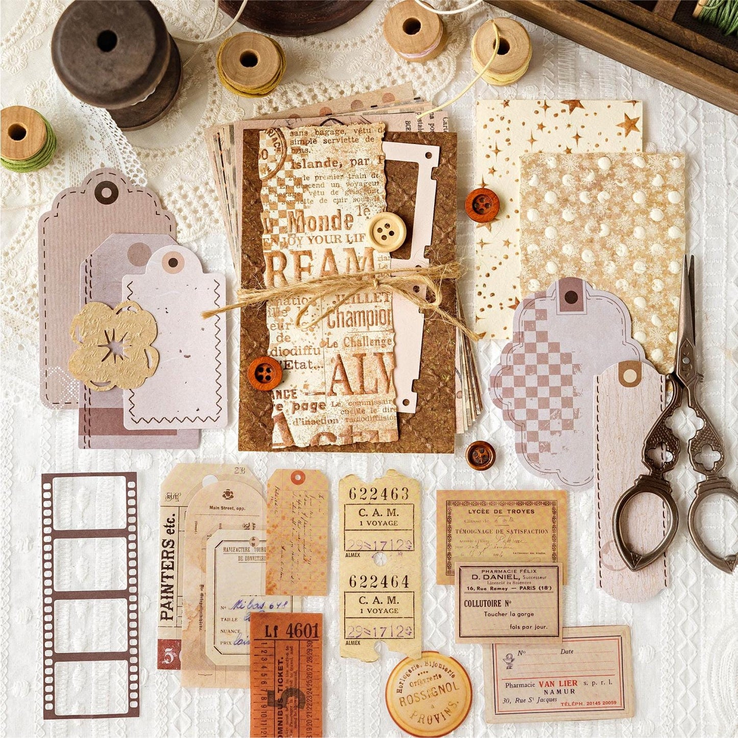 Retro Coffee Butterfly Material Paper Pack | Retro Vintage Junk Journal Kit | Lable Memo Background Paper | Journaling Scrapbooking Supplies