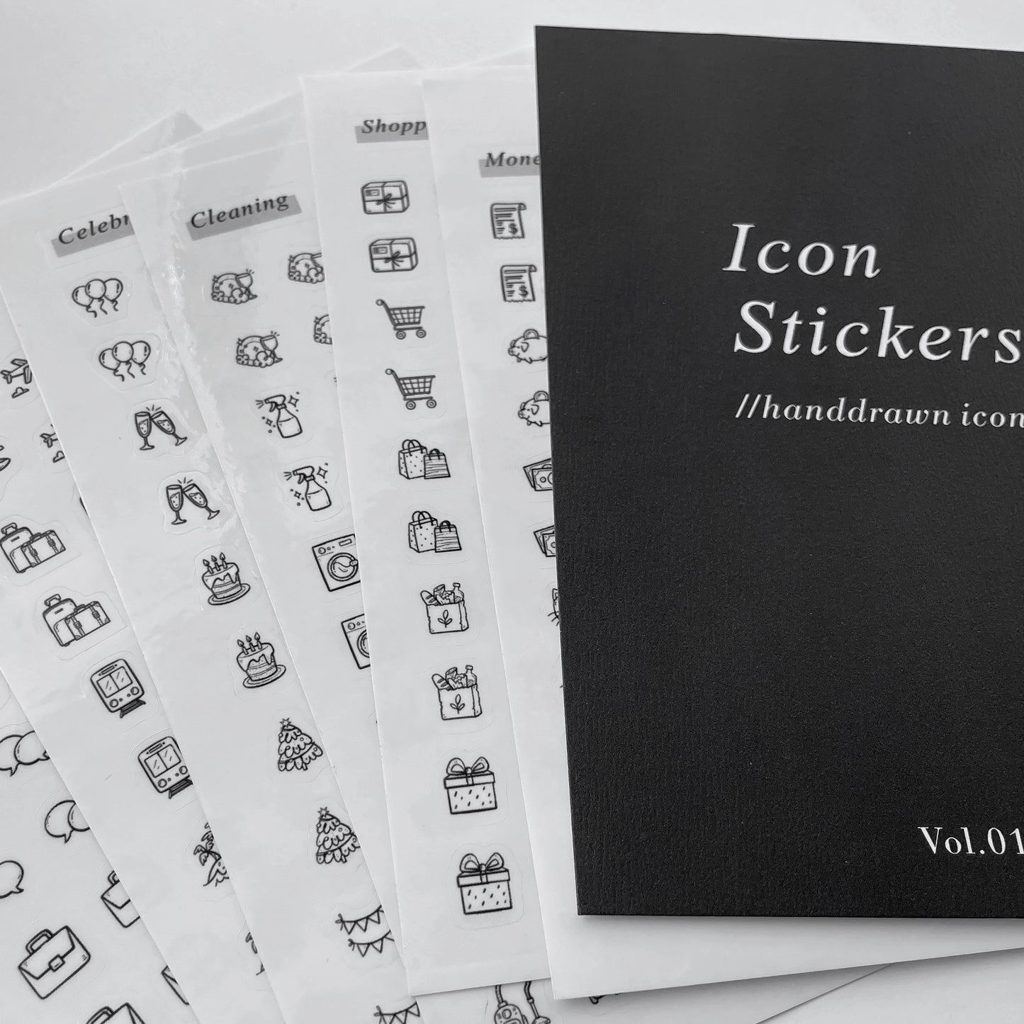 10 Sheets Small Icon Stickers | Clear Transparent Stickers | Planner Bujo Functional Minimal Stickers | Journal decoration | Happy Planner