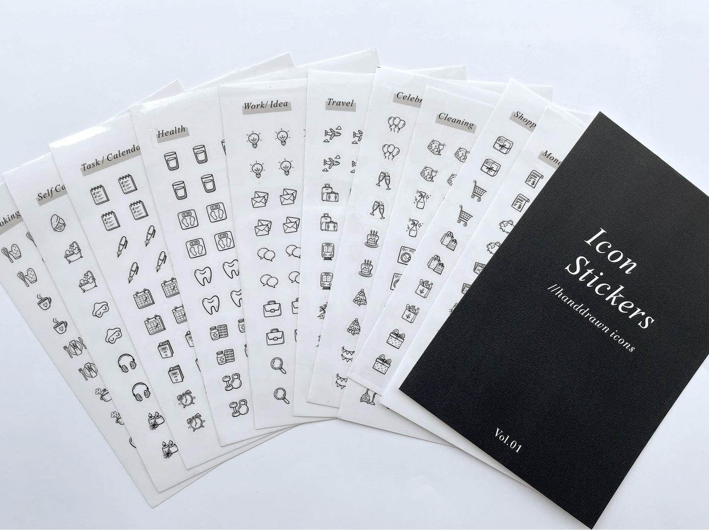 10 Sheets Small Icon Stickers | Clear Transparent Stickers | Planner Bujo Functional Minimal Stickers | Journal decoration | Happy Planner