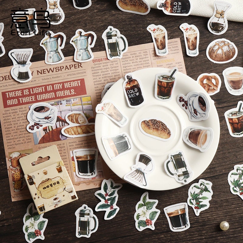 46pcs Coffee Lover Sticker Pack / Stickers / Planner Sticker Set / Junk Journal / Die Cut Deco Stickers