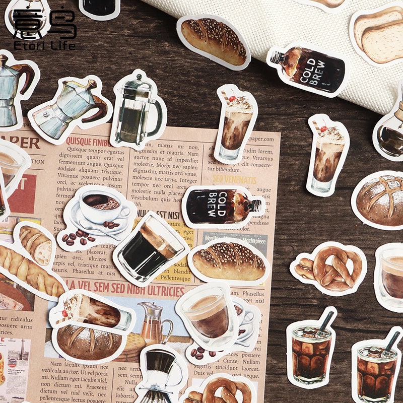 46pcs Coffee Lover Sticker Pack / Stickers / Planner Sticker Set / Junk Journal / Die Cut Deco Stickers