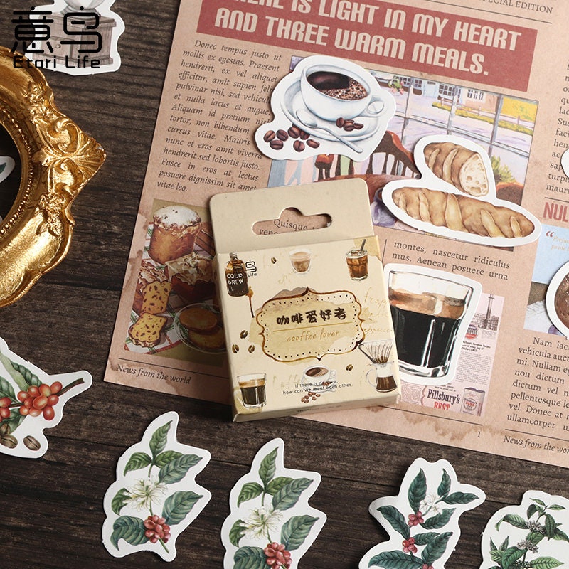 46pcs Coffee Lover Sticker Pack / Stickers / Planner Sticker Set / Junk Journal / Die Cut Deco Stickers