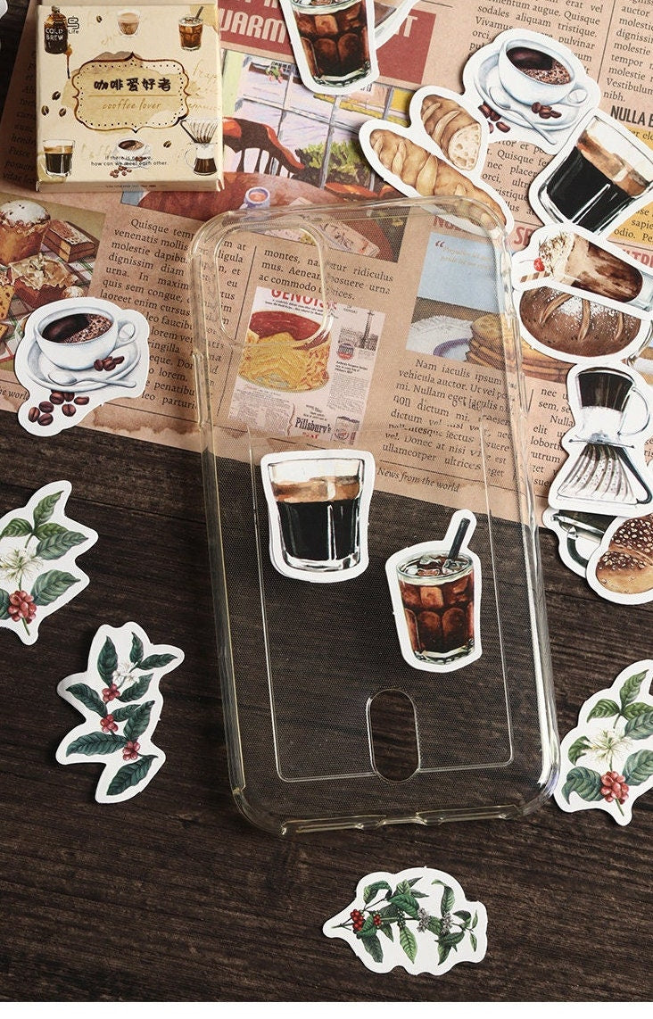 46pcs Coffee Lover Sticker Pack / Stickers / Planner Sticker Set / Junk Journal / Die Cut Deco Stickers