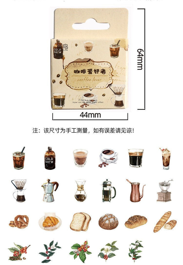 46pcs Coffee Lover Sticker Pack / Stickers / Planner Sticker Set / Junk Journal / Die Cut Deco Stickers