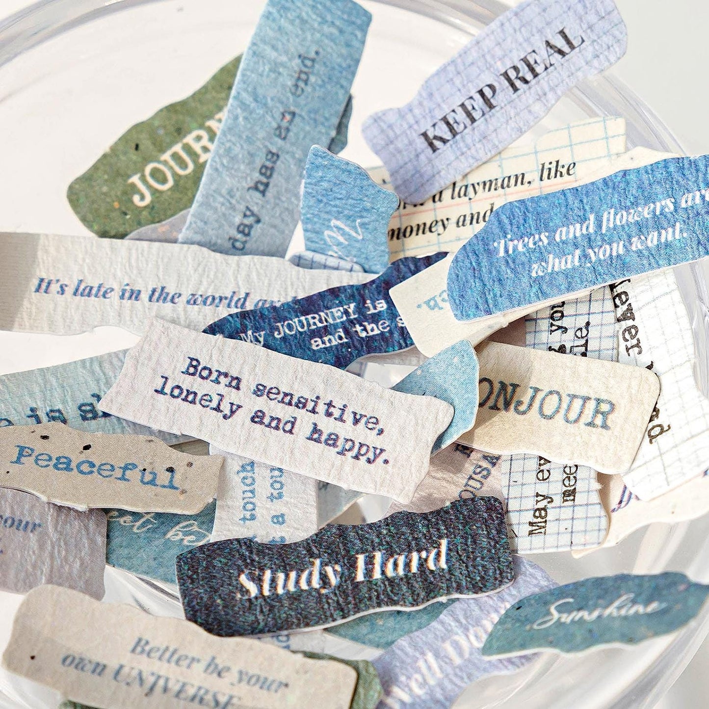 Textured Vintage Small Talk Stickers | Words Phrase Stickers | Planner Stickers | Junk Journal | Scrapbooking Collage Craft Supplies
