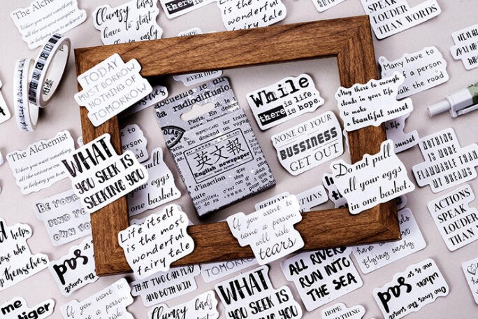 46pcs English Newspaper Sticker Pack / Junk Journal / Stickers / Planner Sticker Set