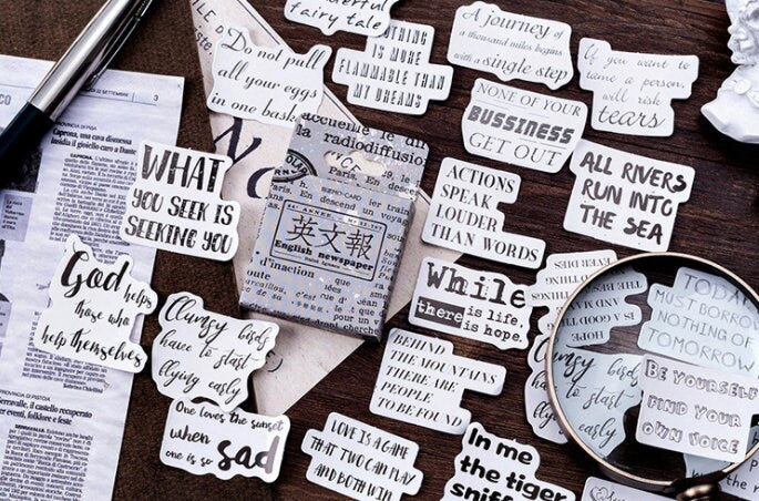 46pcs English Newspaper Sticker Pack / Junk Journal / Stickers / Planner Sticker Set