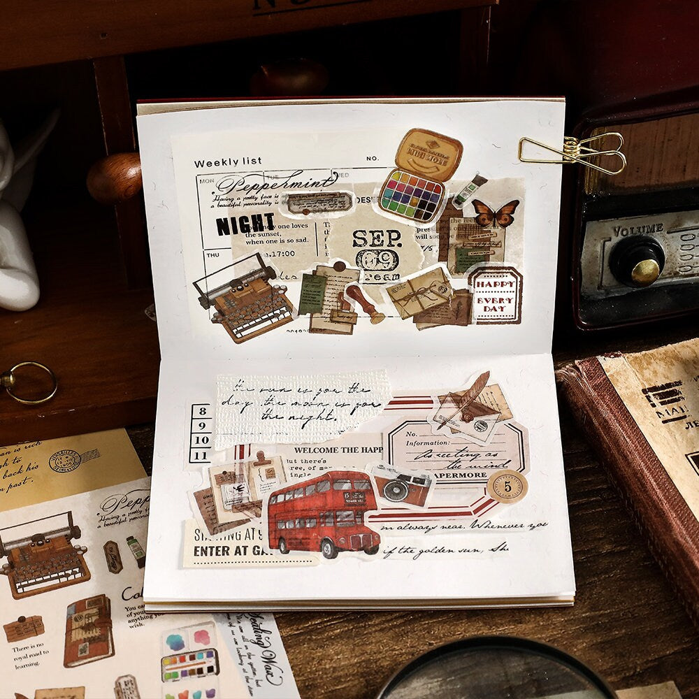 Retro Life Aesthetics Stickers | Coffe Stickers | Musical Instruments Sticker Set | Bread Junk Journal Stickers | Scrapbooking Supplies