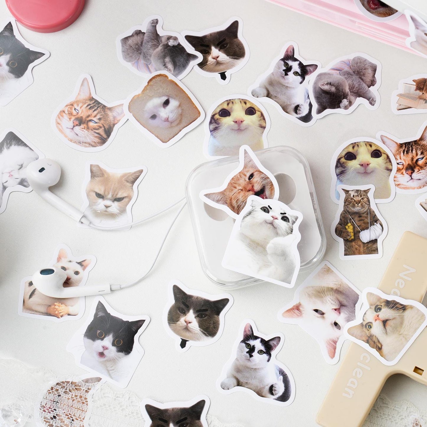 46pcs Cute Cat Sticker Pack | Junk Journal Stickers | Planner Sticker Set | Scrapbooking Kids Craft Supplies