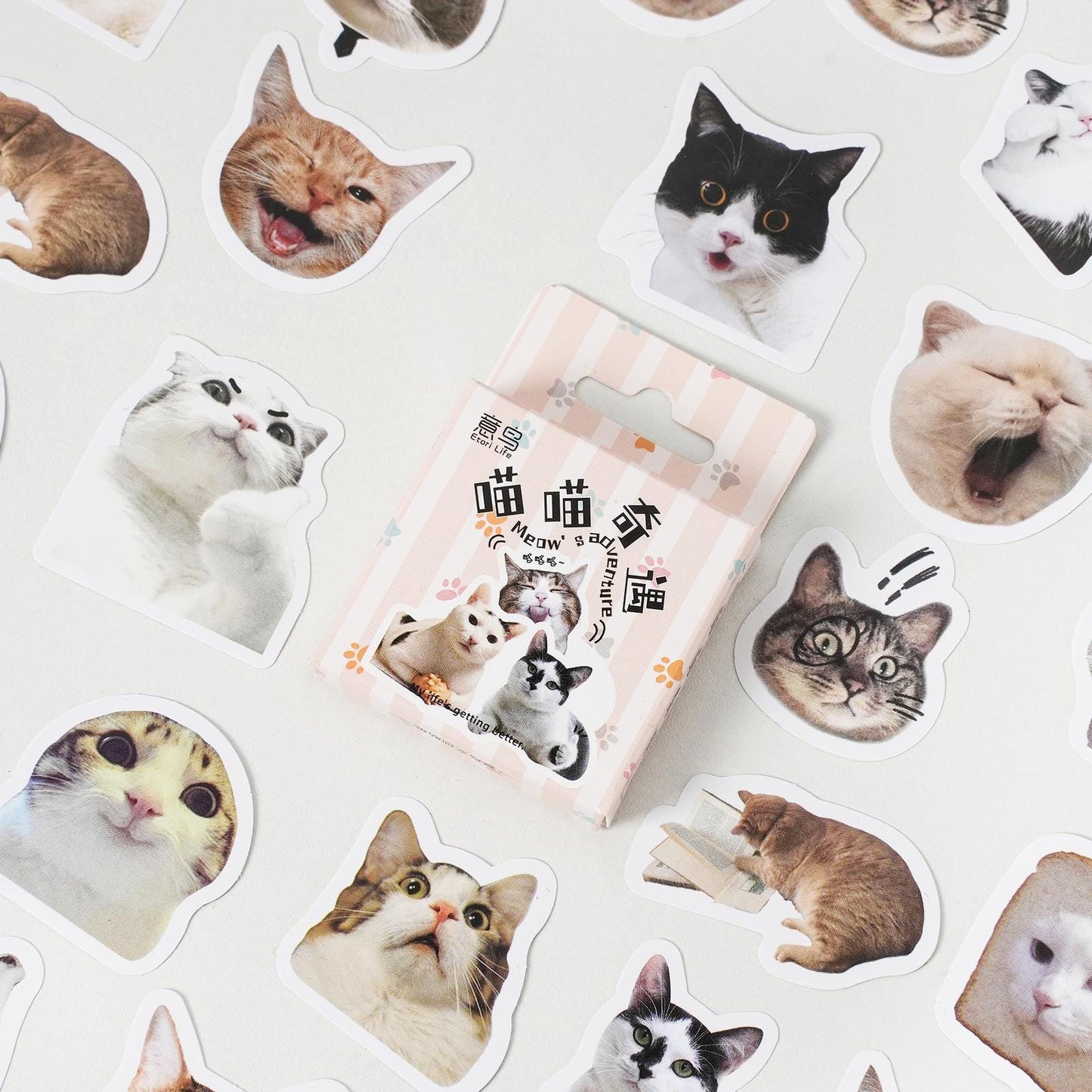 46pcs Cute Cat Sticker Pack | Junk Journal Stickers | Planner Sticker Set | Scrapbooking Kids Craft Supplies
