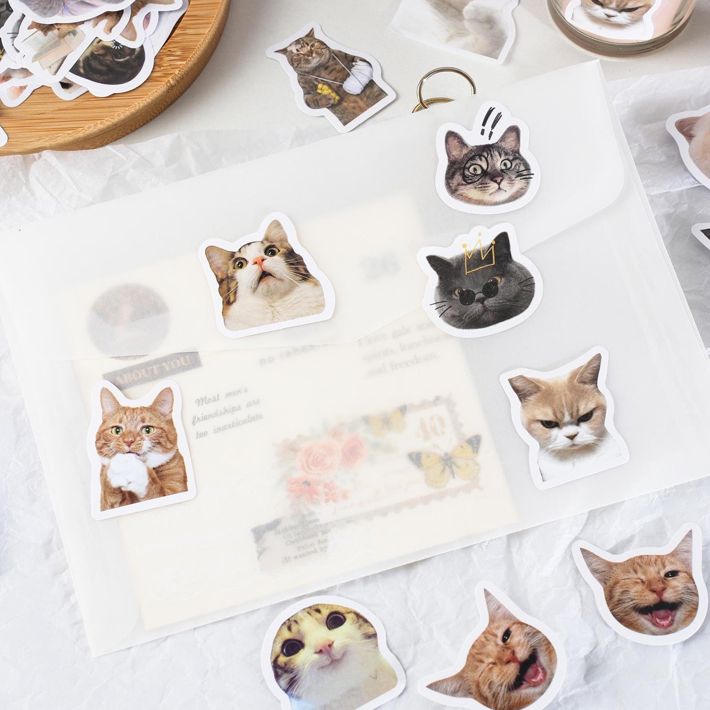 46pcs Cute Cat Sticker Pack | Junk Journal Stickers | Planner Sticker Set | Scrapbooking Kids Craft Supplies