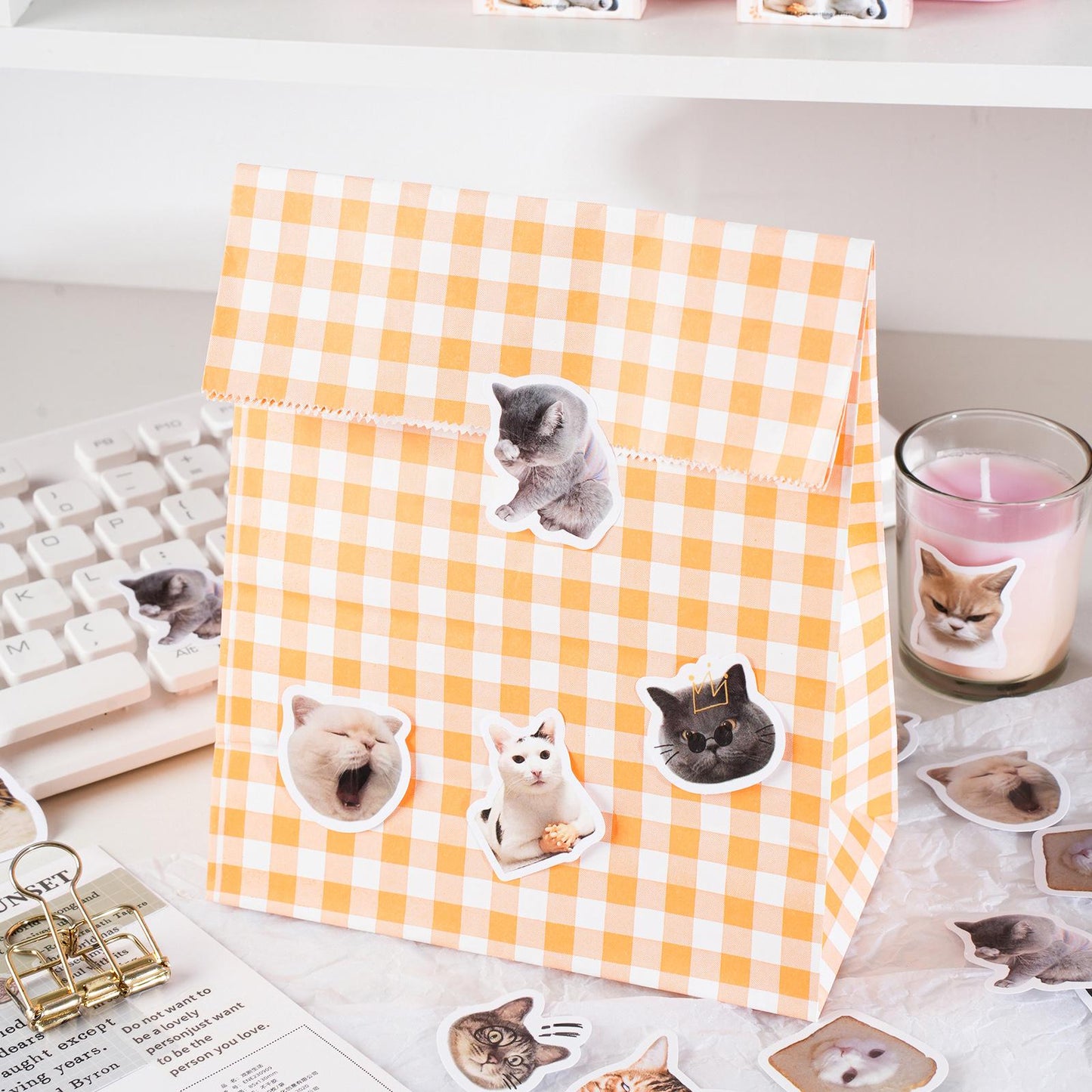 46pcs Cute Cat Sticker Pack | Junk Journal Stickers | Planner Sticker Set | Scrapbooking Kids Craft Supplies