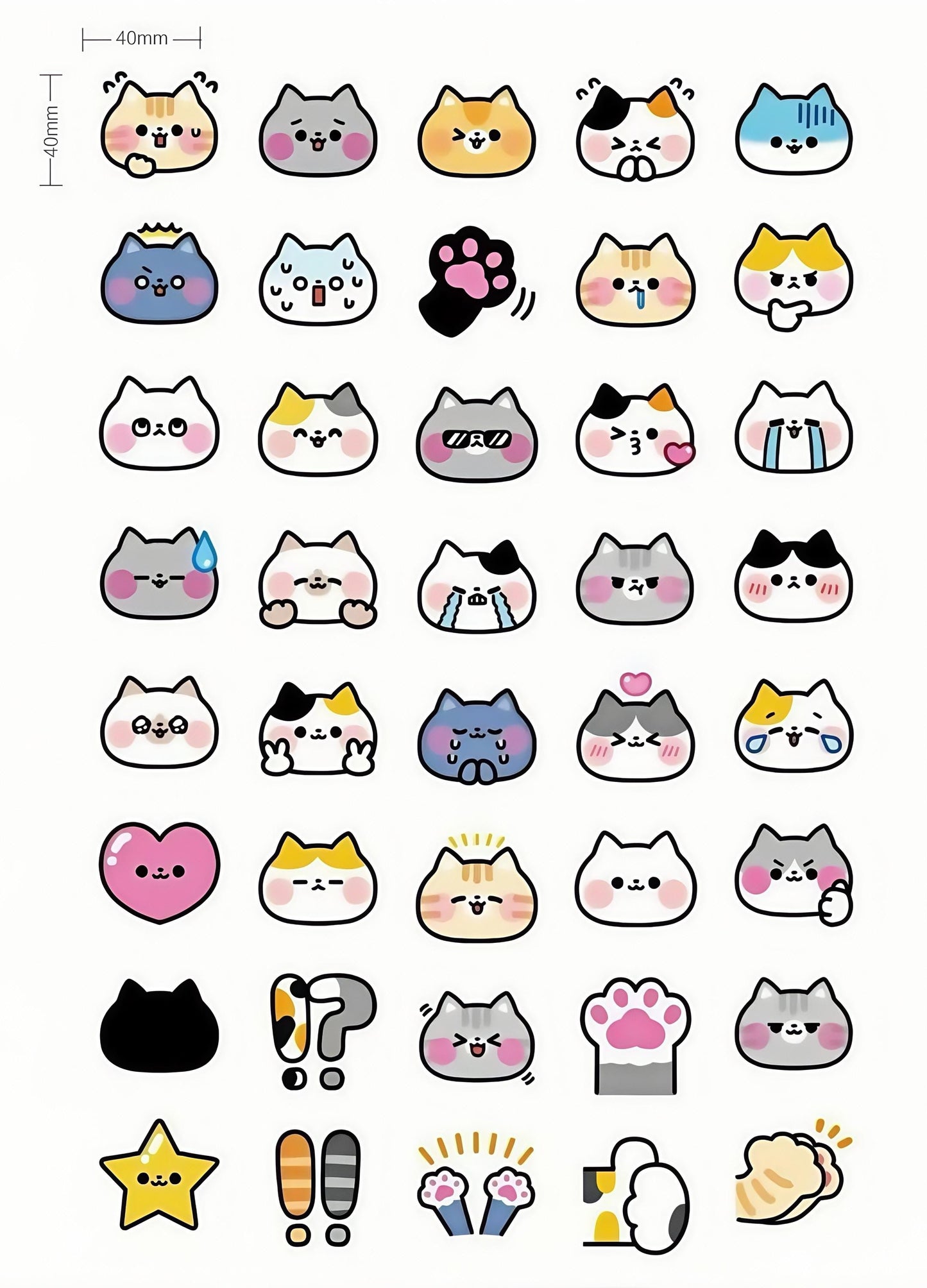 45pcs Cute Cat Sticker Pack | Junk Journal Stickers | Planner Sticker Set | Scrapbooking Kids Craft Supplies | Essential for Planners Bujo