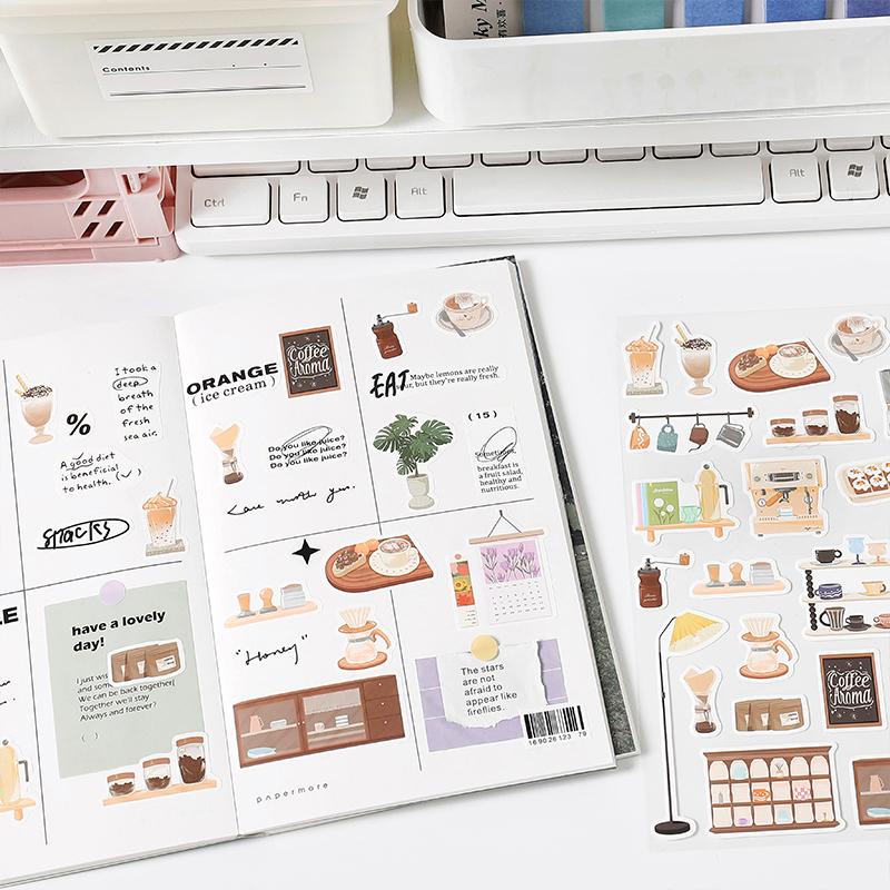Waiting Weekend Cute Daily Life Sticker | Cafe Warm Room Desk Picnic Food Camping Decorative Stickers | Planner Journal Collage DIY Supplies