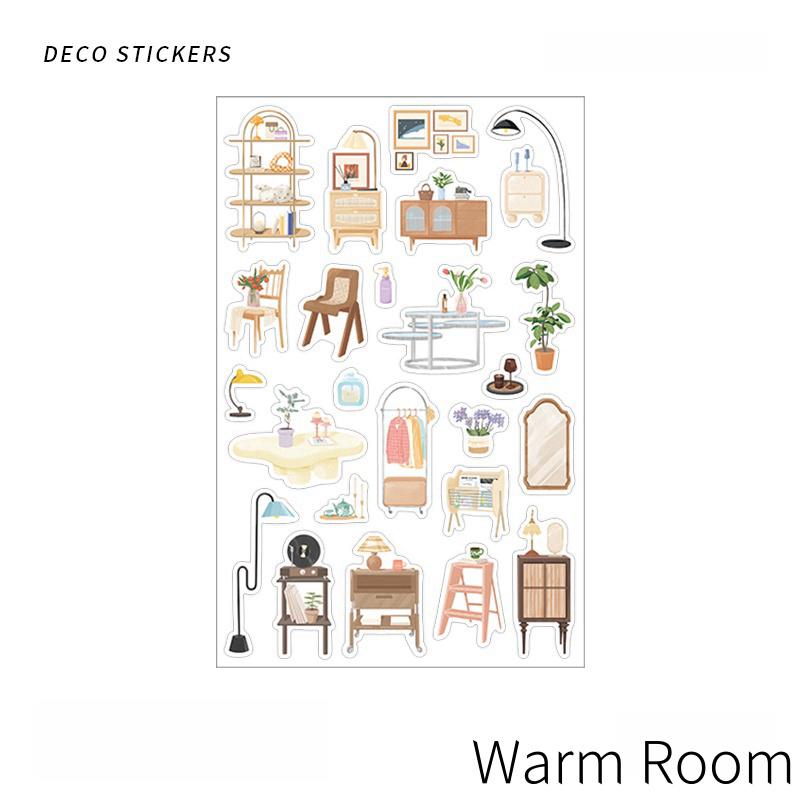 Waiting Weekend Cute Daily Life Sticker | Cafe Warm Room Desk Picnic Food Camping Decorative Stickers | Planner Journal Collage DIY Supplies