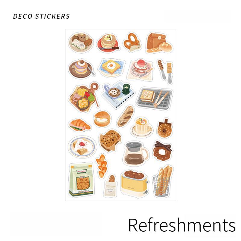 Waiting Weekend Cute Daily Life Sticker | Cafe Warm Room Desk Picnic Food Camping Decorative Stickers | Planner Journal Collage DIY Supplies