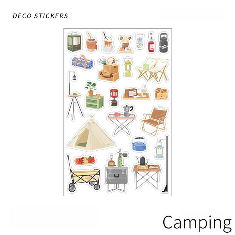 Waiting Weekend Cute Daily Life Sticker | Cafe Warm Room Desk Picnic Food Camping Decorative Stickers | Planner Journal Collage DIY Supplies