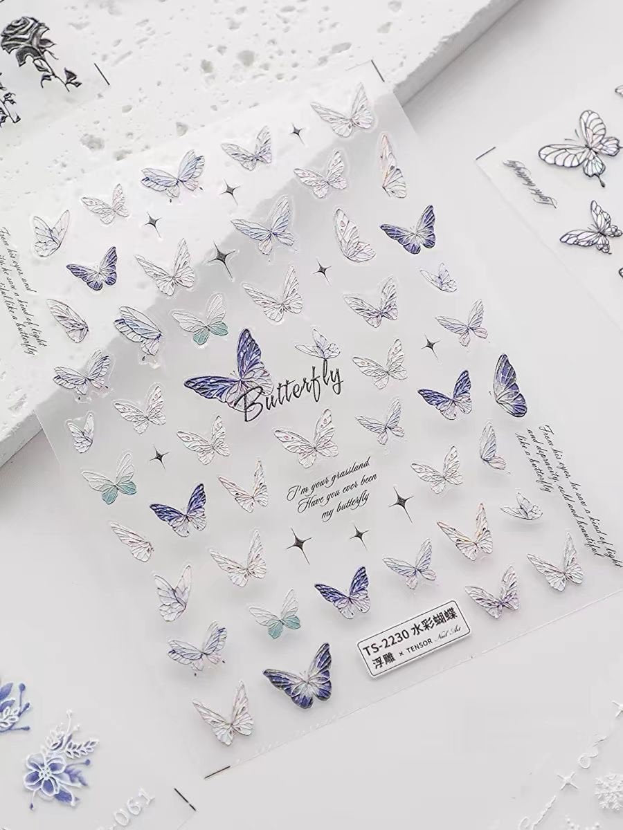 Dreamy Butterfly Sticker Sheet | Cup Phone Case Earphone Case Decoration Stickers | Planner Journal Scrapbooking Kids Craft Supplies