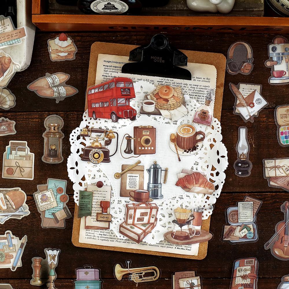 Retro Life Aesthetics Sticker Pack | Coffee Travel Musical Stickers | Planner Sticker Set | Junk Journal | Die Cut Deco Stickers