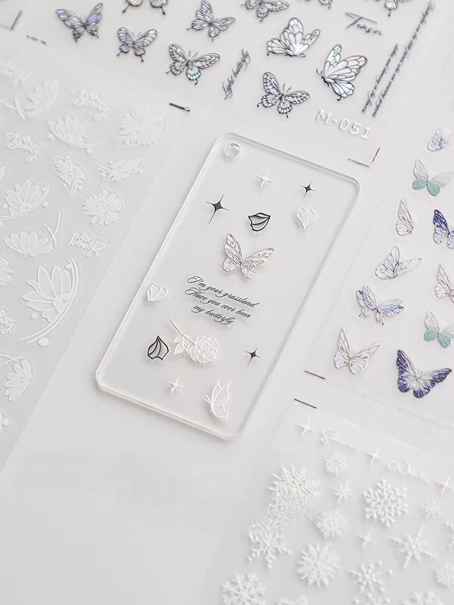 Dreamy Butterfly Sticker Sheet | Cup Phone Case Earphone Case Decoration Stickers | Planner Journal Scrapbooking Kids Craft Supplies