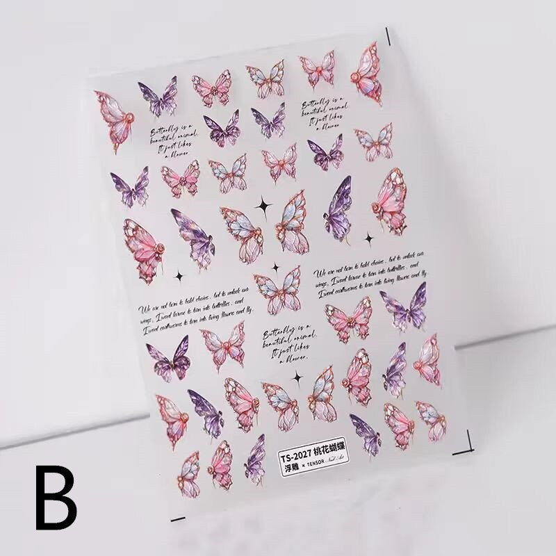 Dreamy Butterfly Sticker Sheet | Cup Phone Case Earphone Case Decoration Stickers | Planner Journal Scrapbooking Kids Craft Supplies