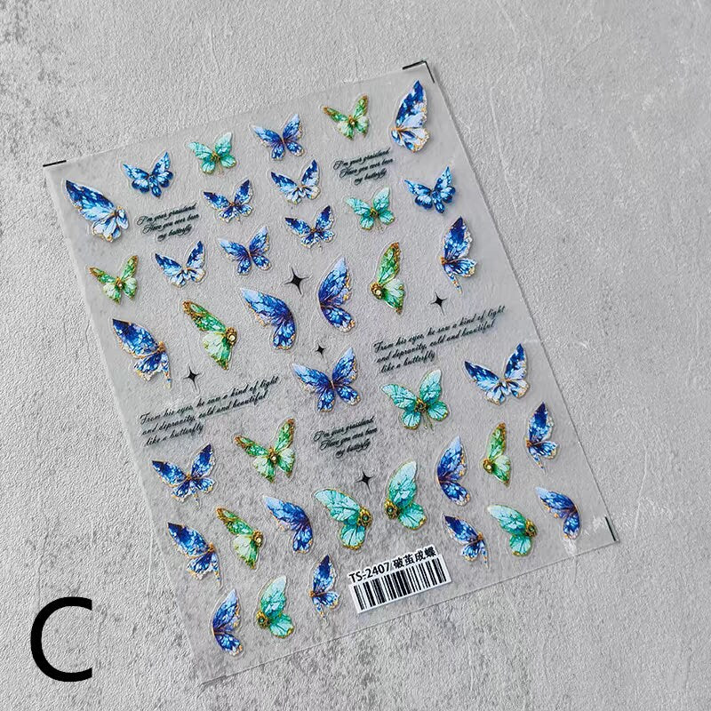 Dreamy Butterfly Sticker Sheet | Cup Phone Case Earphone Case Decoration Stickers | Planner Journal Scrapbooking Kids Craft Supplies