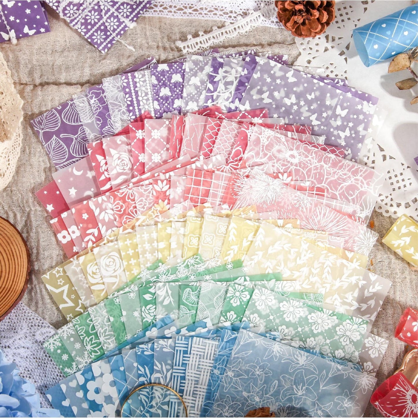 12 Sheets 3D Material Paper Pack | Vellum Papers | Background Paper | Junk Journal Collage Art Projects | Junk Journal Collage Starter