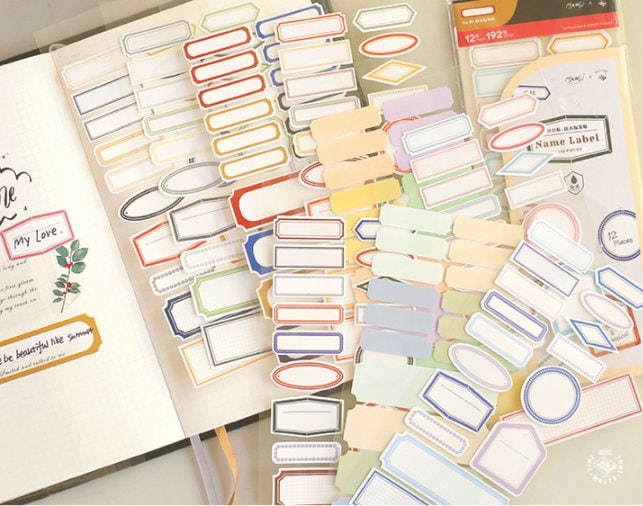 192pcs Label Sticker Book | Name Label | Functional Planner Sticker Pack | Basic Stickers | BuJo Sticker kit |