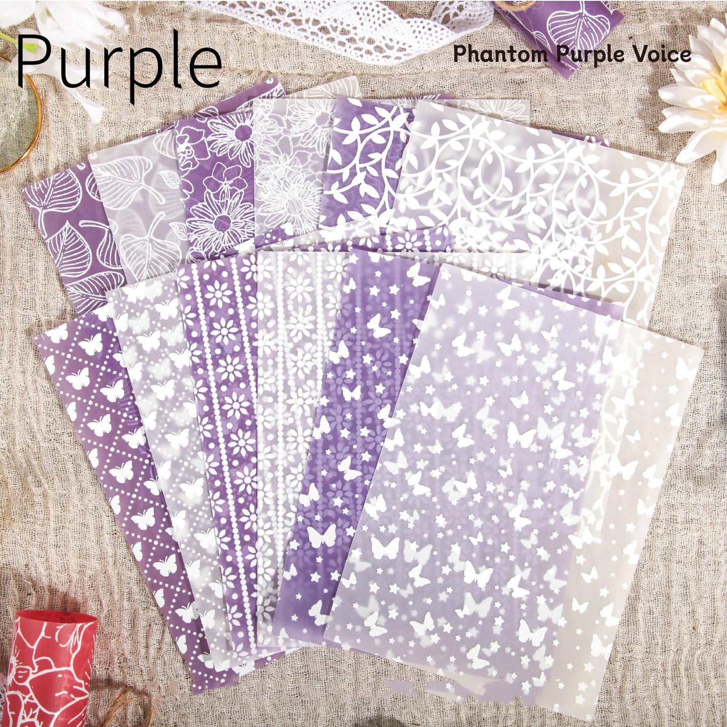 12 Sheets 3D Material Paper Pack | Vellum Papers | Background Paper | Junk Journal Collage Art Projects | Junk Journal Collage Starter