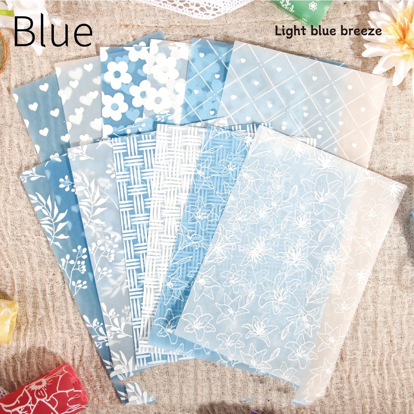 12 Sheets 3D Material Paper Pack | Vellum Papers | Background Paper | Junk Journal Collage Art Projects | Junk Journal Collage Starter
