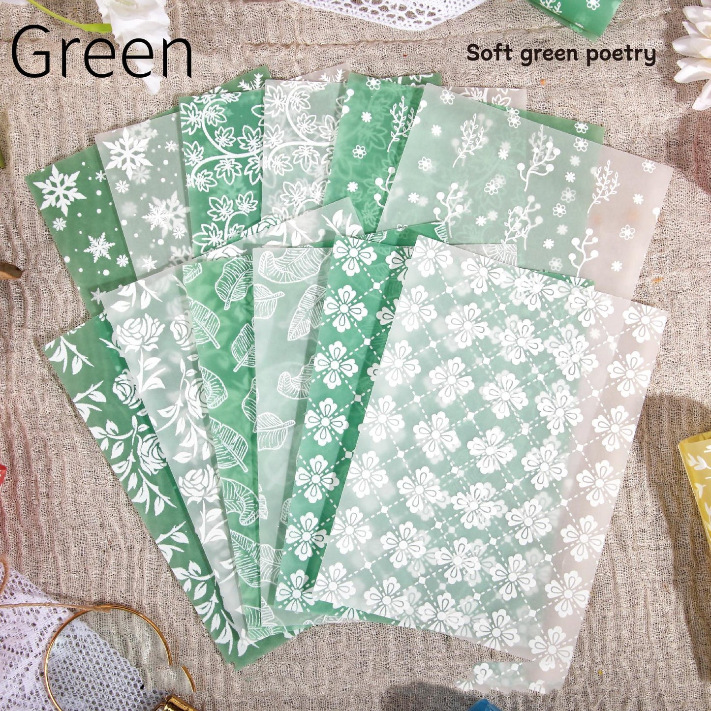 12 Sheets 3D Material Paper Pack | Vellum Papers | Background Paper | Junk Journal Collage Art Projects | Junk Journal Collage Starter
