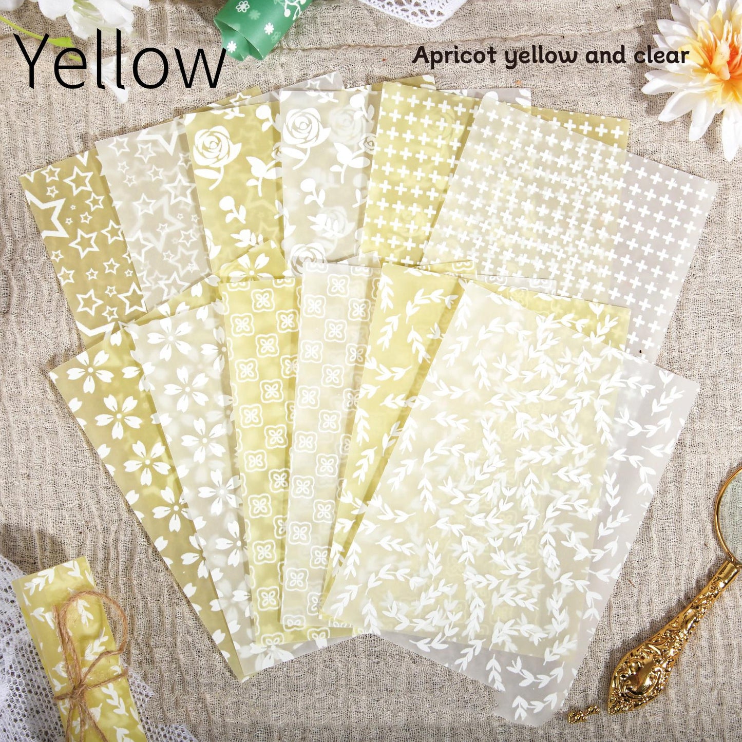 12 Sheets 3D Material Paper Pack | Vellum Papers | Background Paper | Junk Journal Collage Art Projects | Junk Journal Collage Starter