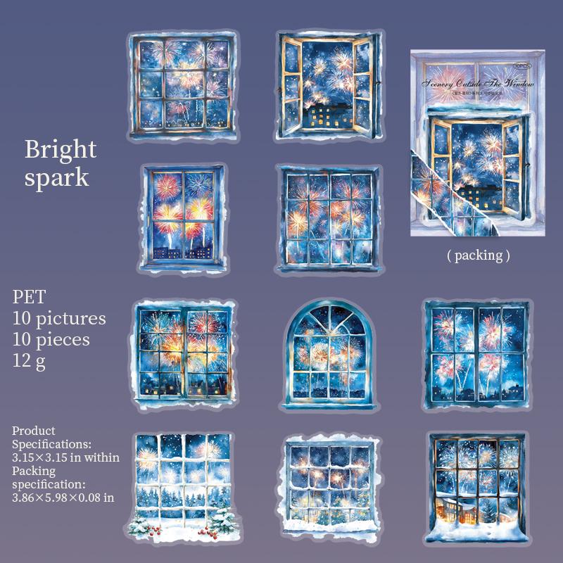 Bright View Outside the Window PET Sticker Pack | Decorative Planner Stickers | Scrapbooking Collage Junk Journal Album Sticker Supplies