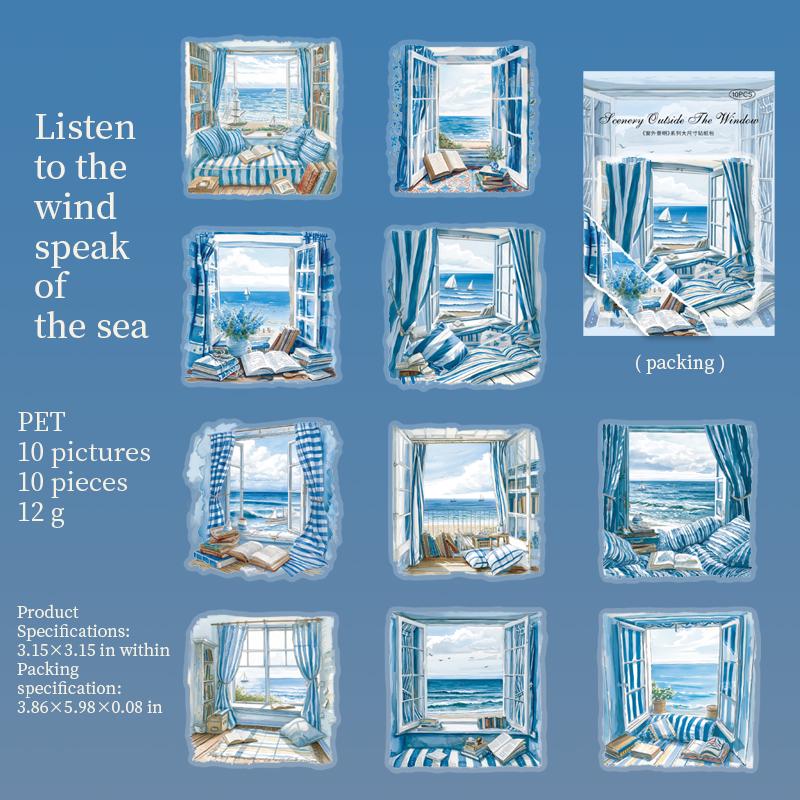 Bright View Outside the Window PET Sticker Pack | Decorative Planner Stickers | Scrapbooking Collage Junk Journal Album Sticker Supplies