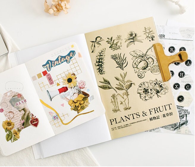 20 Sheets Vintage Sticker Book | Planner Sticker Collection | Aesthetic Stickers | Junk Journal | Planner Supplies