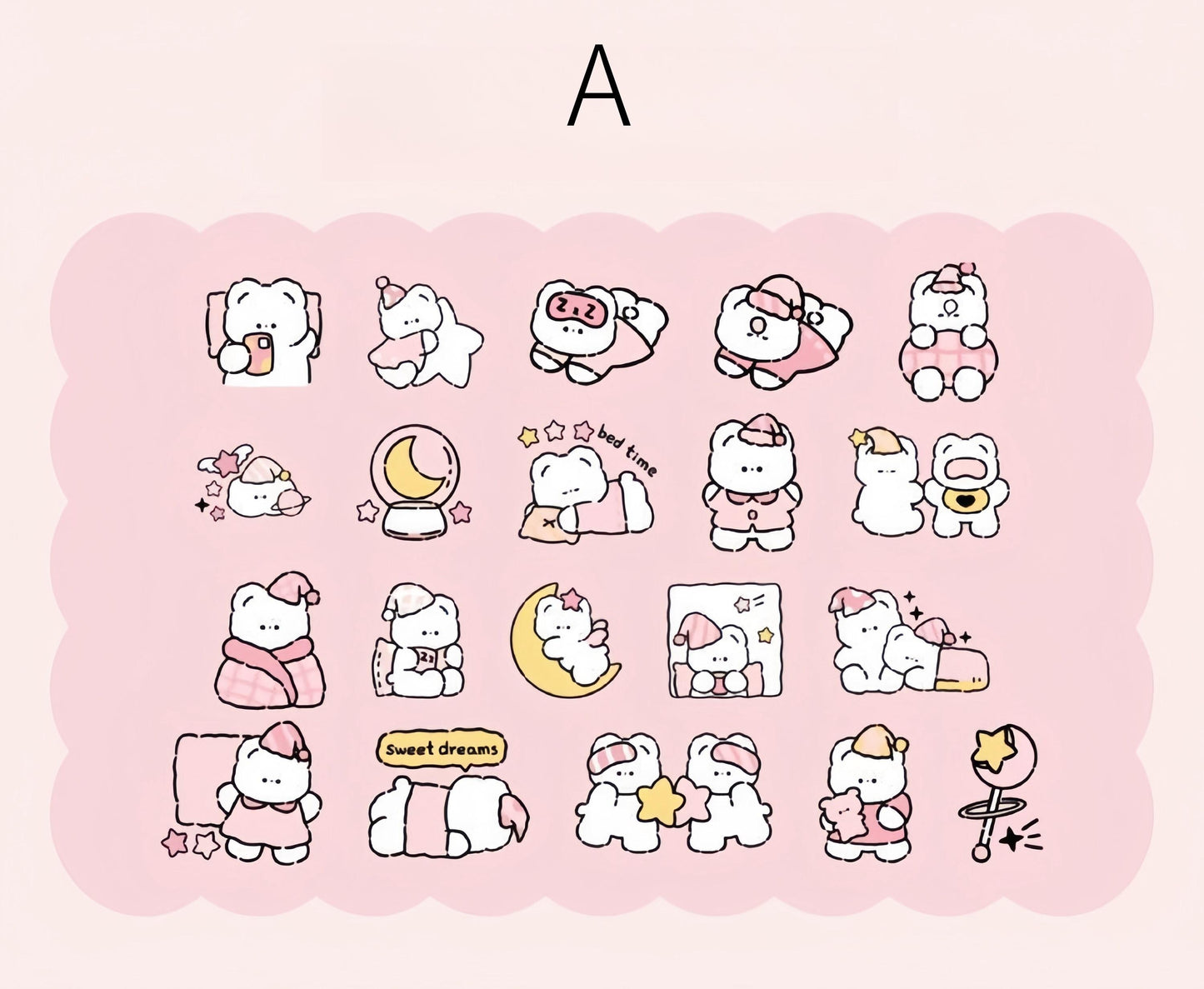 40pcs Cartoon Bear Daily Life Sticker | Cute Handdrawn Bear Stickers | Kawaii Animal Planner Stickers Junk Journal Scrapbooking Supplies