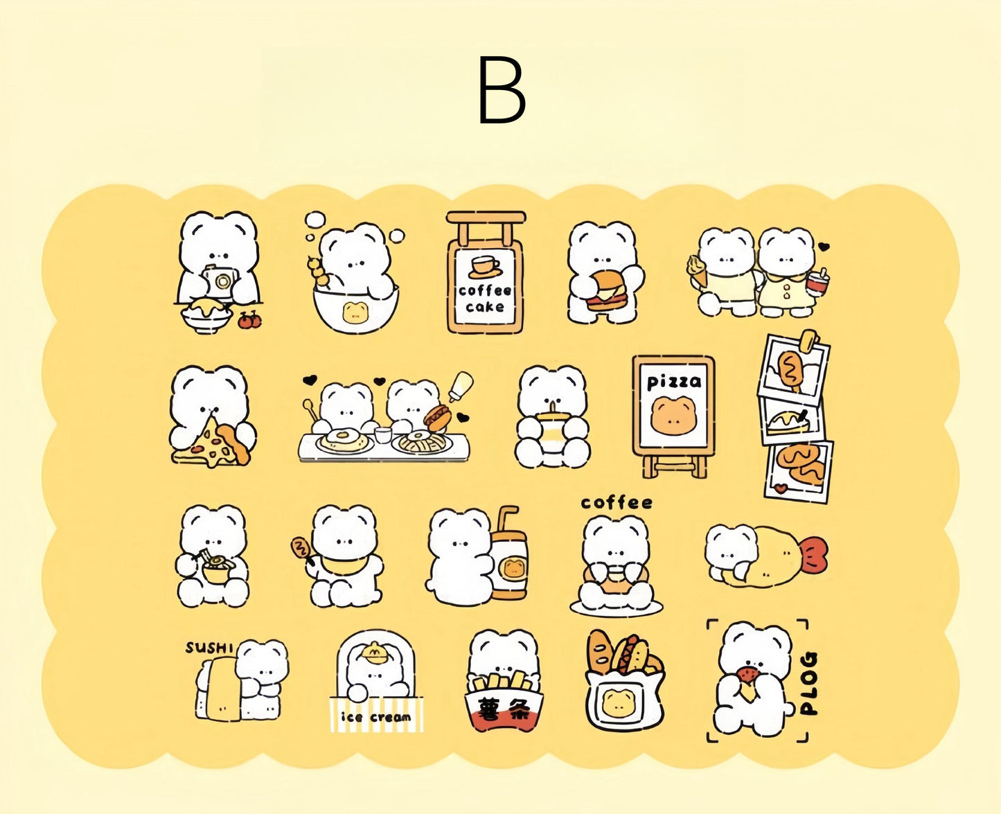 40pcs Cartoon Bear Daily Life Sticker | Cute Handdrawn Bear Stickers | Kawaii Animal Planner Stickers Junk Journal Scrapbooking Supplies